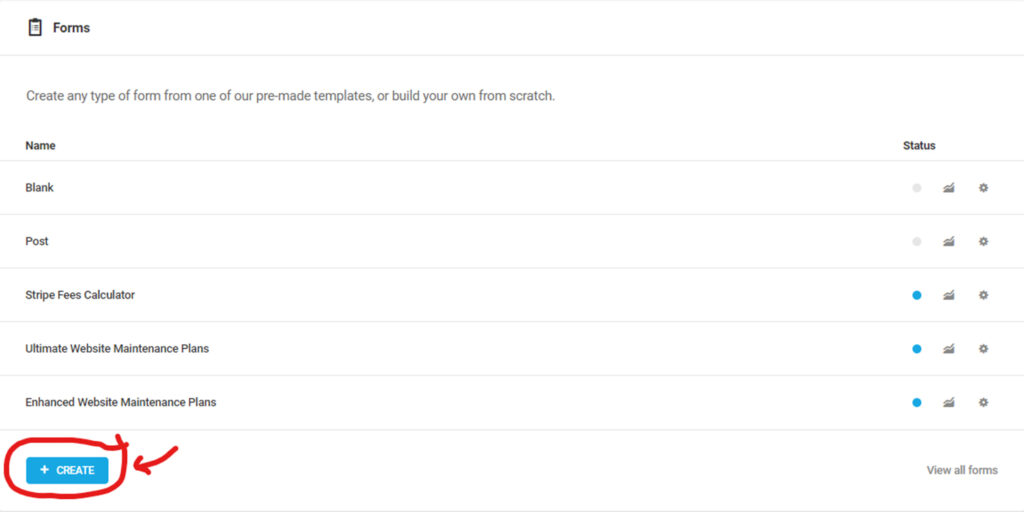 Forminator Dashboard Form Section